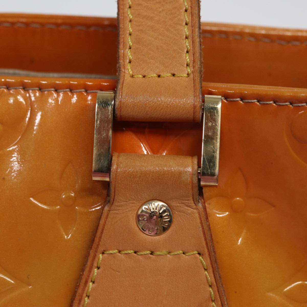 LOUIS VUITTON Monogram Vernis Houston Hand Bag Beige M91004 LV 78703