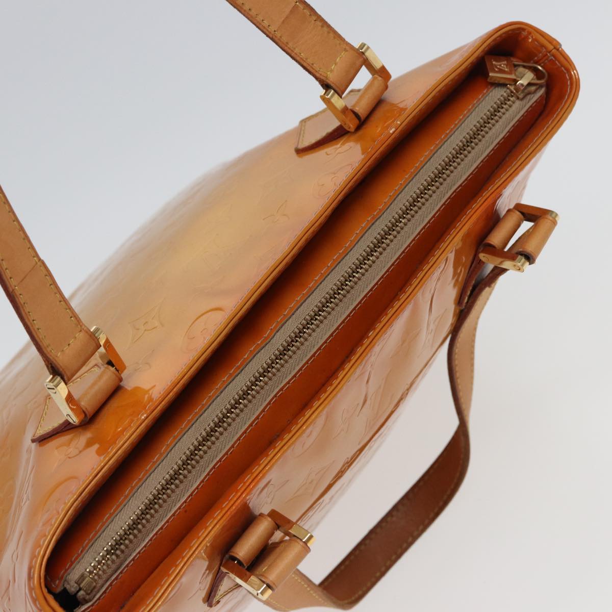 LOUIS VUITTON Monogram Vernis Houston Hand Bag Beige M91004 LV 78703