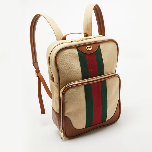 Luxury Gucci Trending 2025 Brown/natural Canvas Vintage Web Backpack