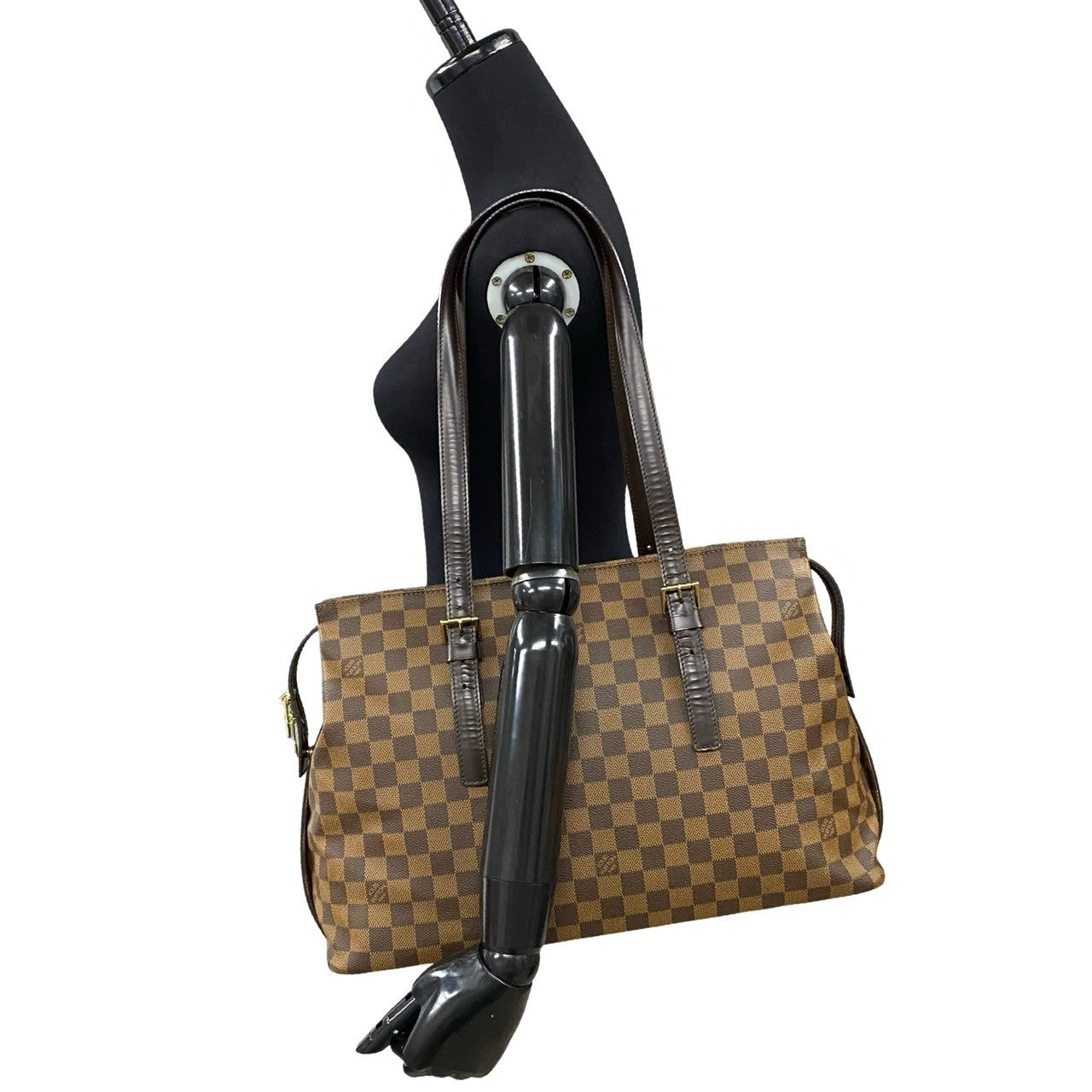 LOUIS VUITTON Tote Bag leather Brown Damier Chelsea
