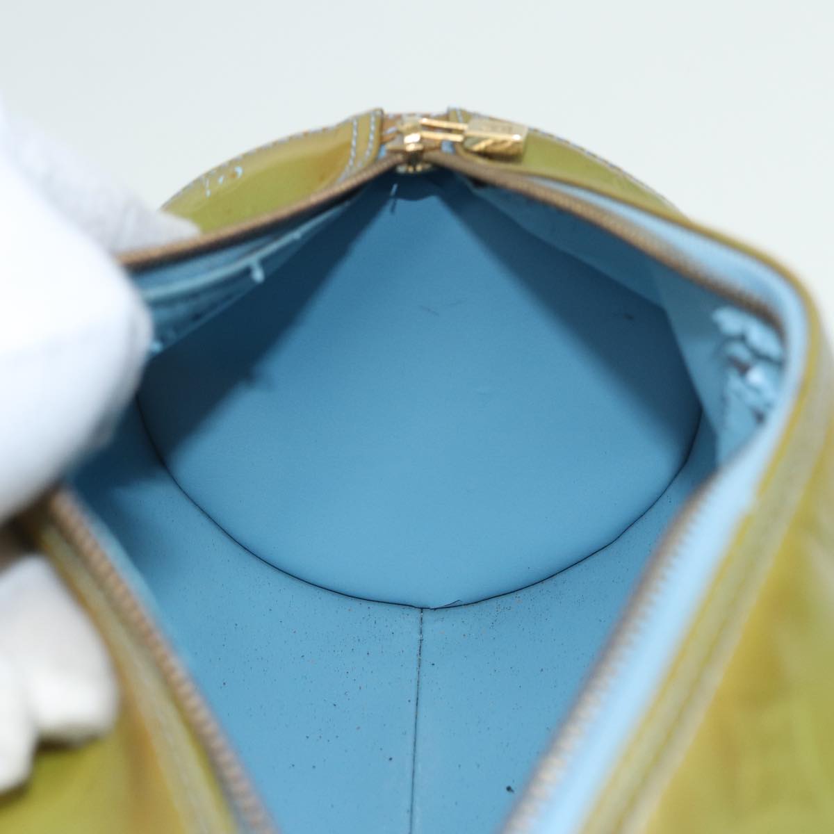 LOUIS VUITTON Monogram Vernis Bedford Hand Bag Baby Blue M91007 LV 79003