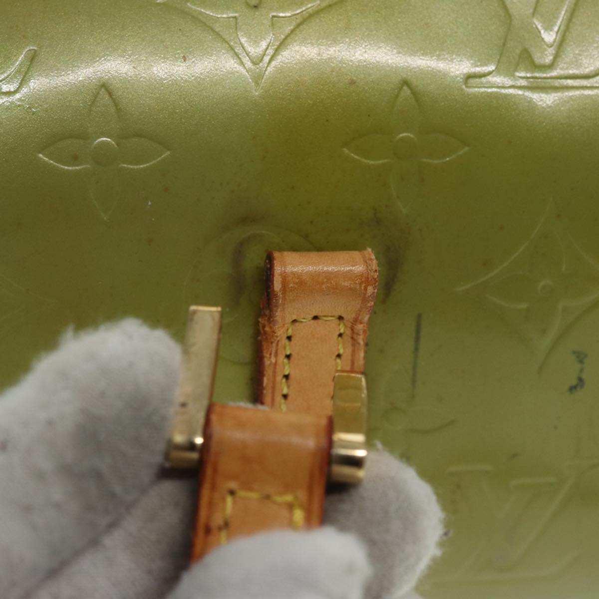 LOUIS VUITTON Monogram Vernis Bedford Hand Bag Baby Blue M91007 LV 79003
