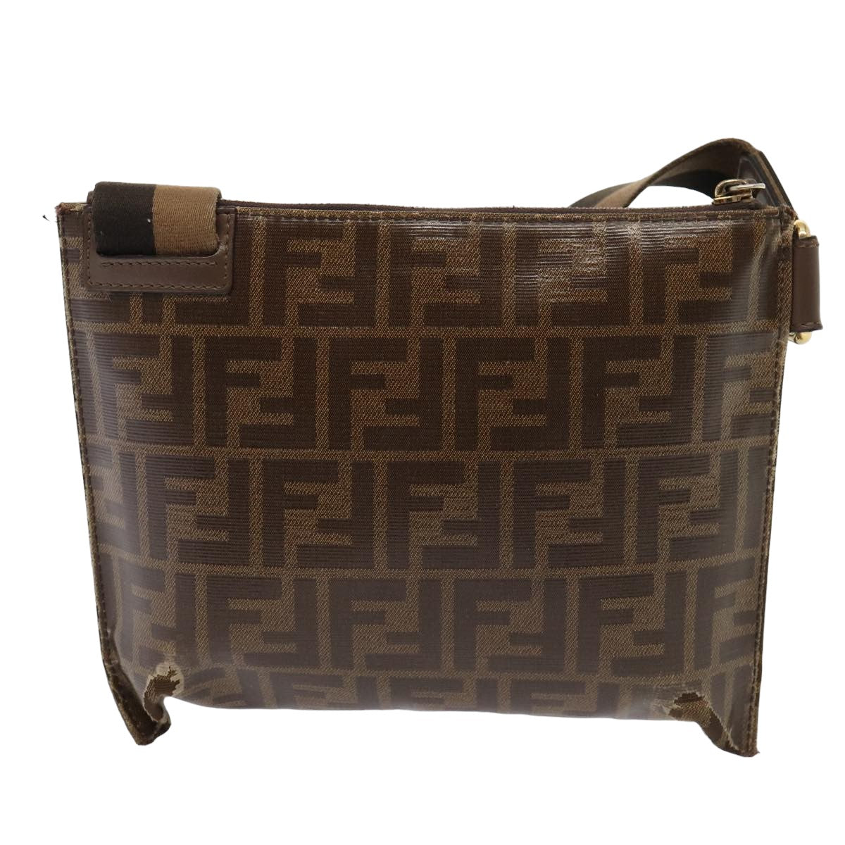 Luxury Fendi Zucca Canvas FILA Collaboration Shoulder Bag Brown Black79110