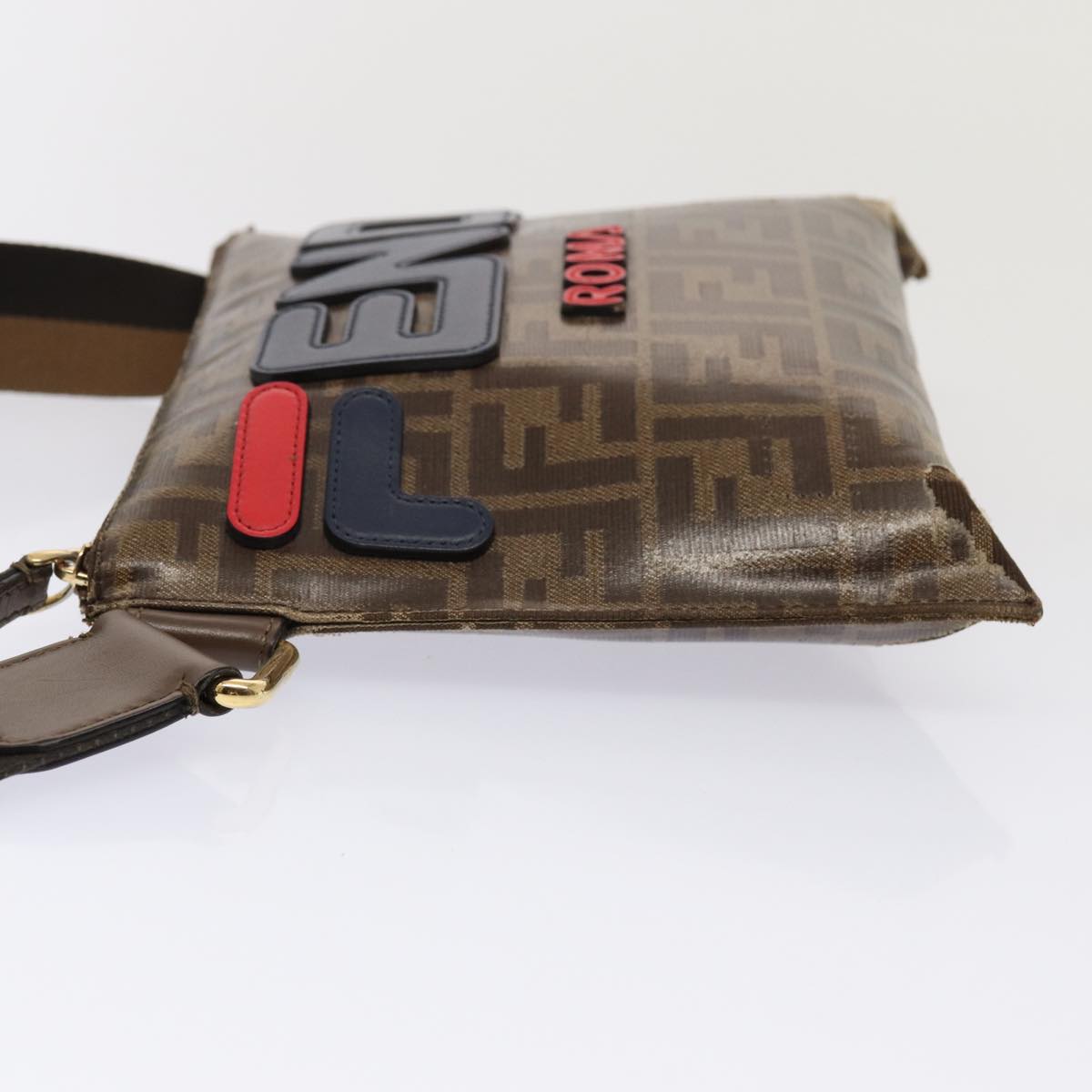 Luxury Fendi Zucca Canvas FILA Collaboration Shoulder Bag Brown Black79110