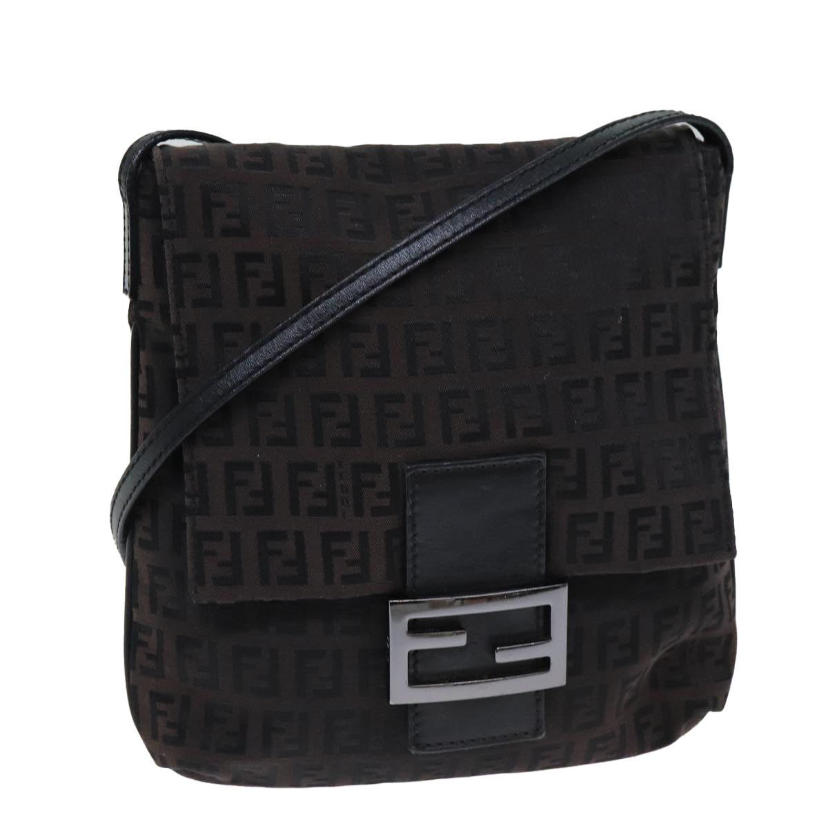 Luxury Fendi Zucchino Canvas Shoulder Bag Black79112