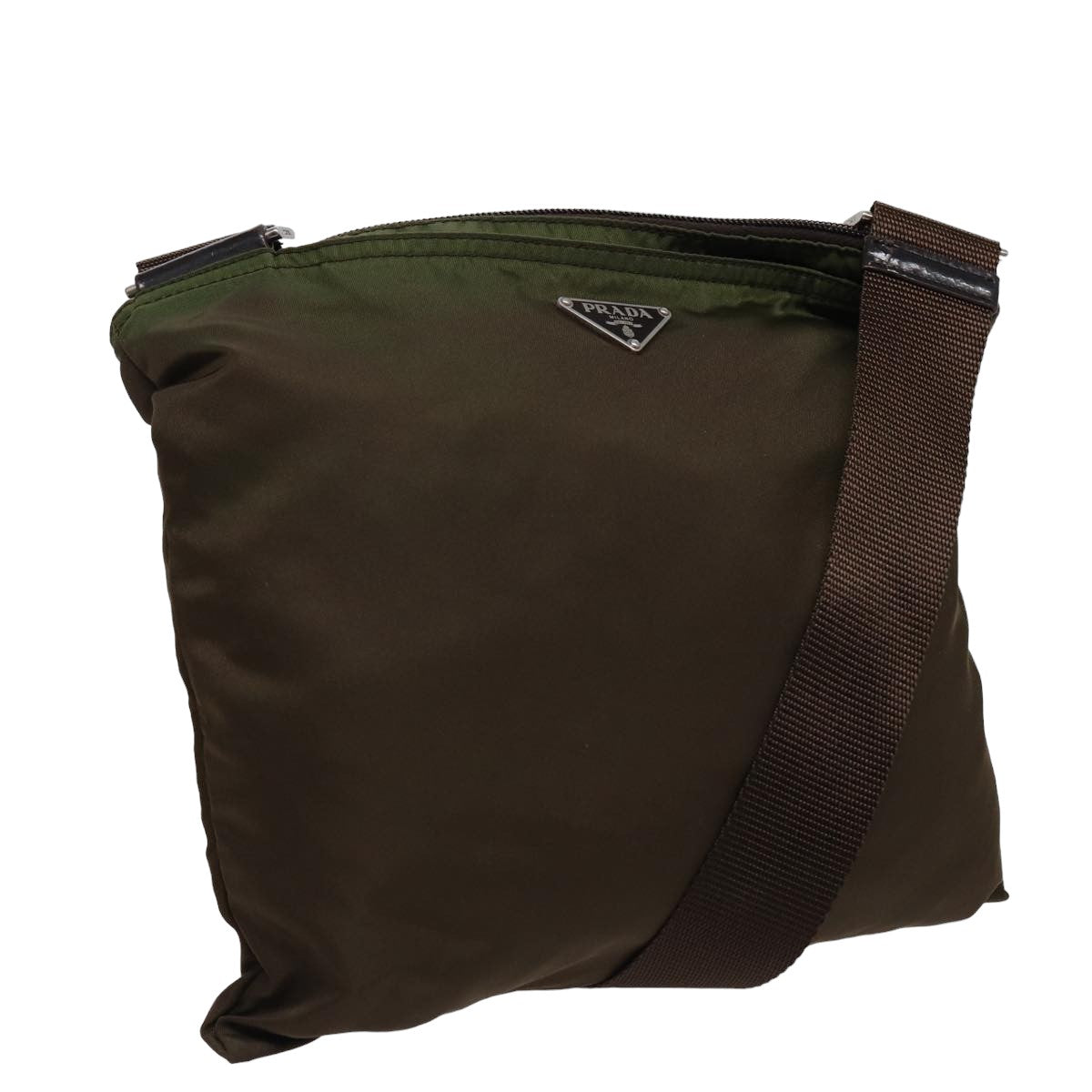 Luxury PradaShoulder Bag Nylon Khaki Brown 79144