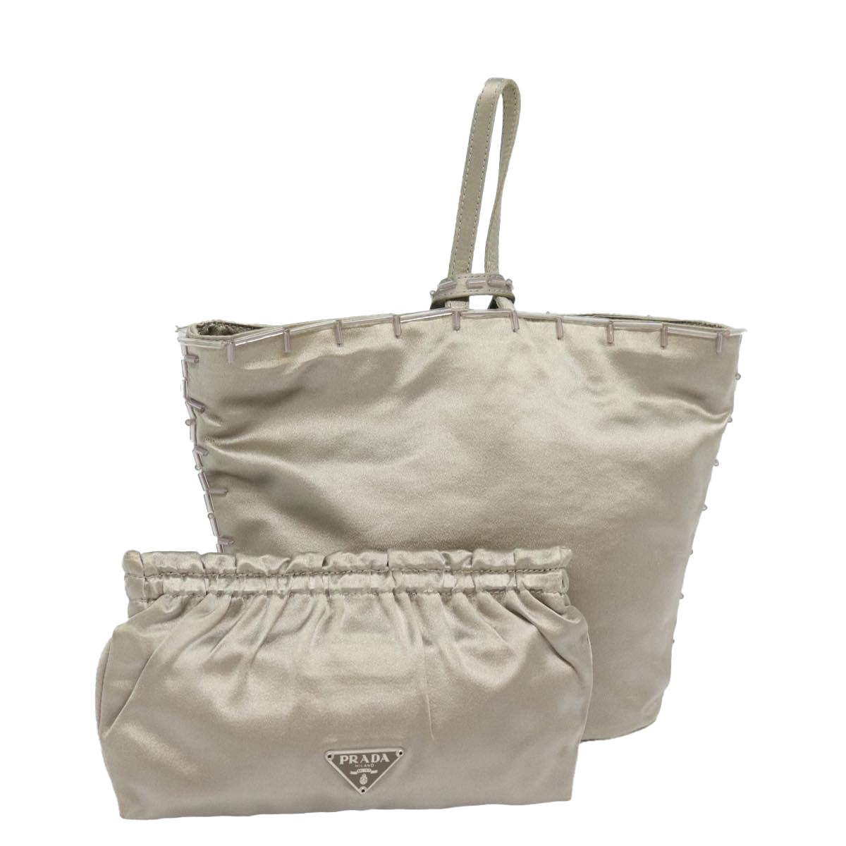 Luxury PradaHand Bag Nylon Silver 79203