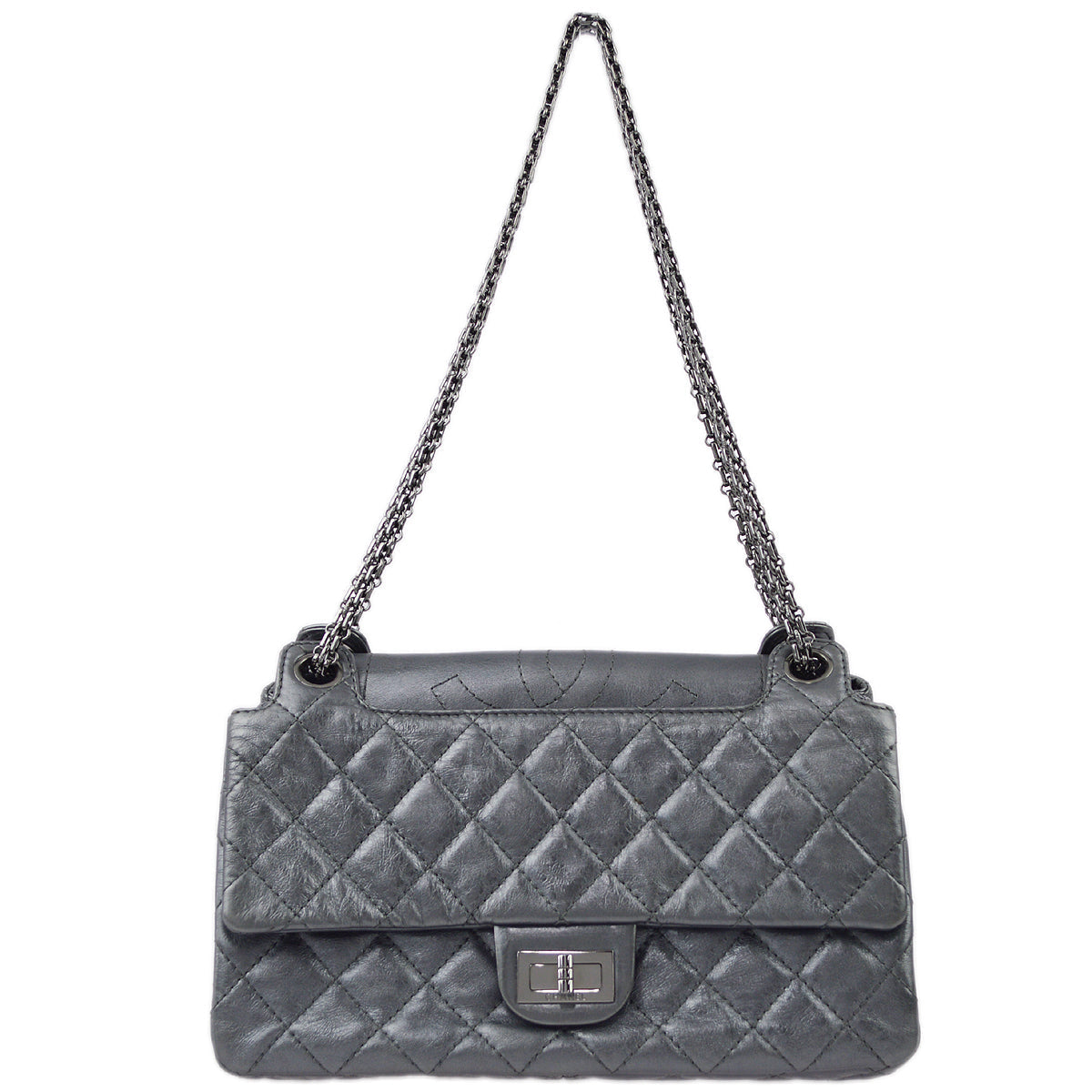 Luxury Chanel Silver Lambskin Mademoiselle Lock Shoulder Bag