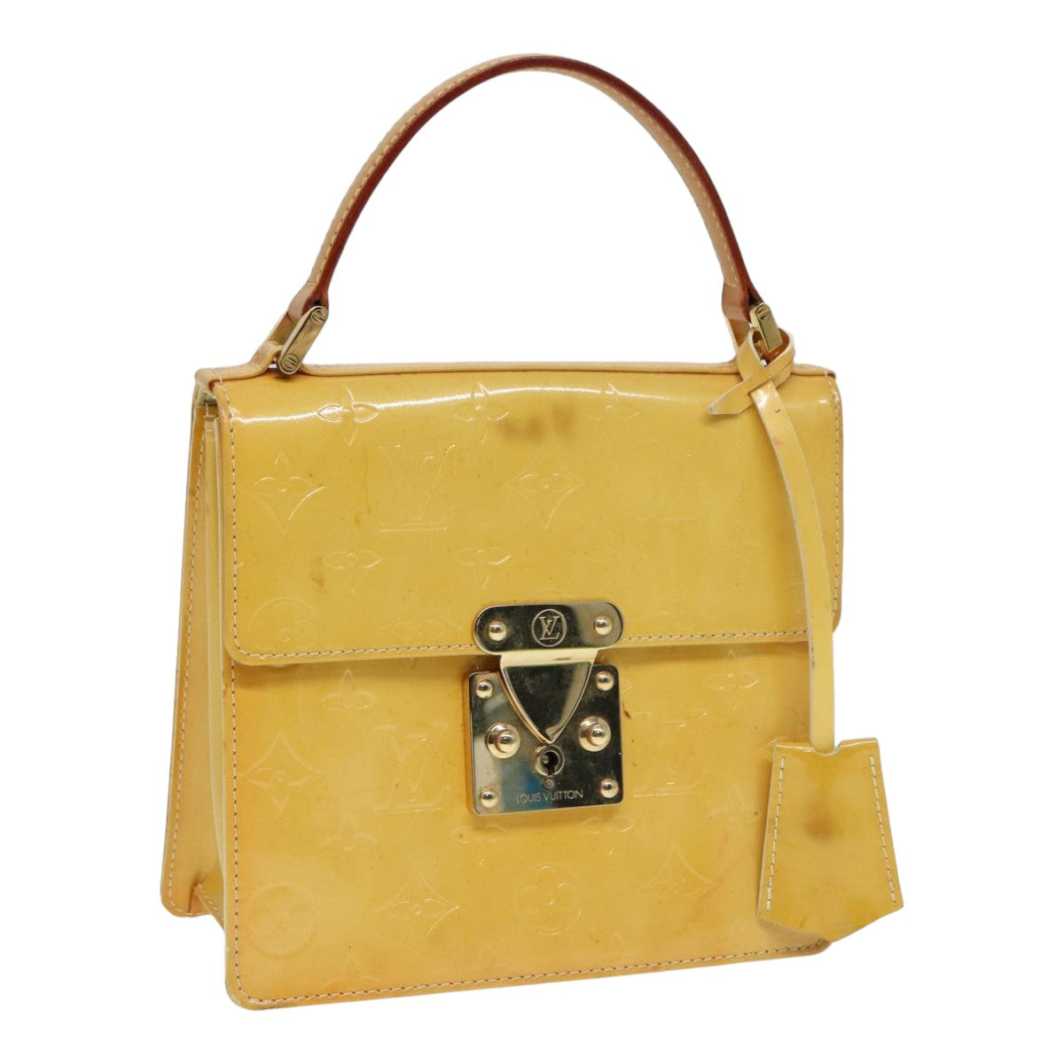 LOUIS VUITTON Monogram Vernis Spring Street Bag Lime Yellow M91068 79337
