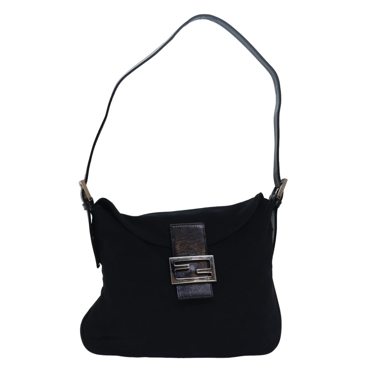 Luxury Fendi Mamma Baguette Shoulder Bag Nylon Black79364