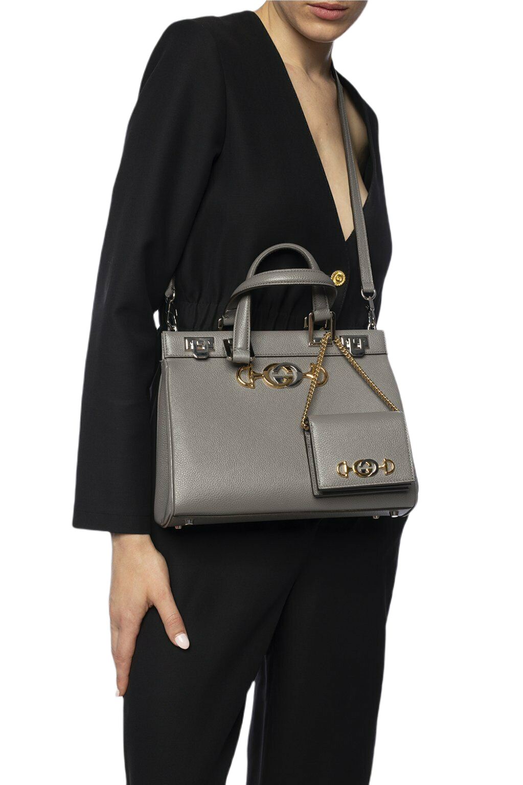 Gucci Zumi Women's Leather  Chain Bi-Fold Mini Wallet GG Logo