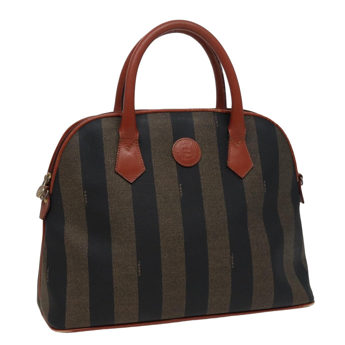 Luxury Fendi Pecan Canvas Hand Bag Brown Black79499
