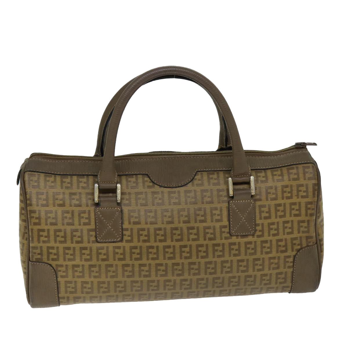 Luxury Fendi Zucchino Canvas Boston Bag Vintage Beige79528