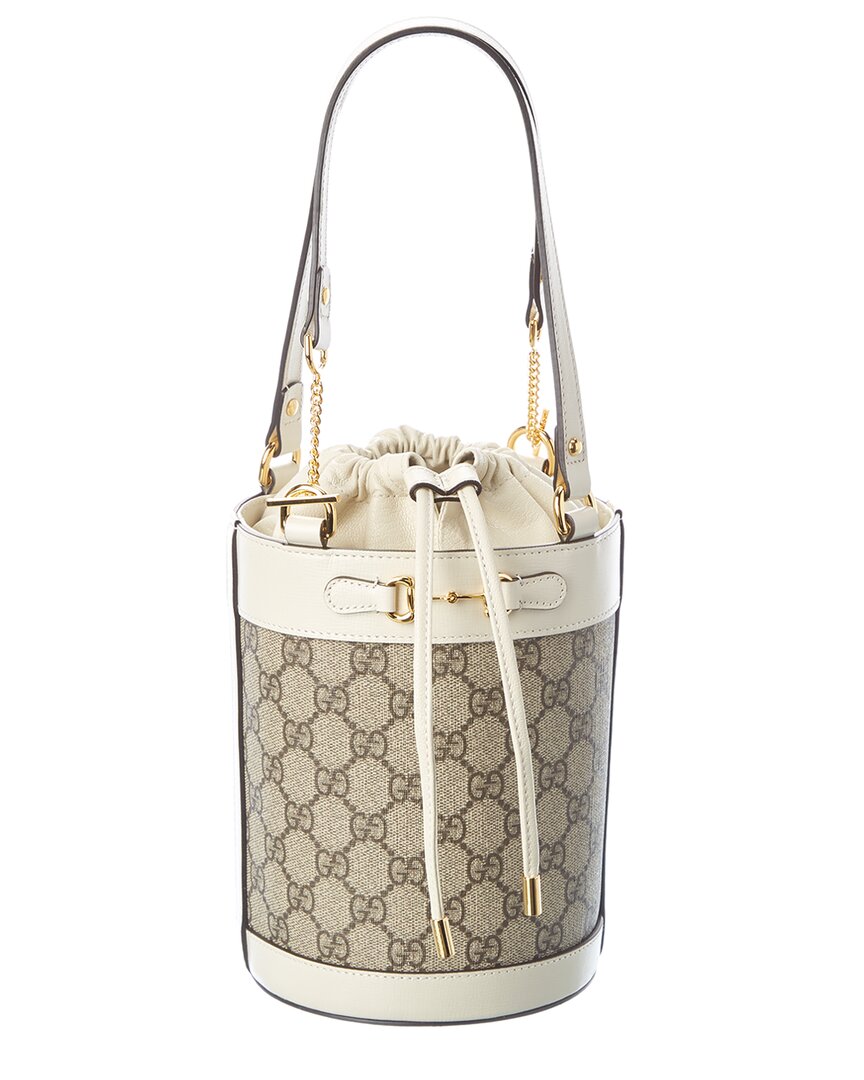 Luxury Gucci Trending 2025 Horsebit 1955 Small GG Supreme Canvas & Leather Bucket Bag