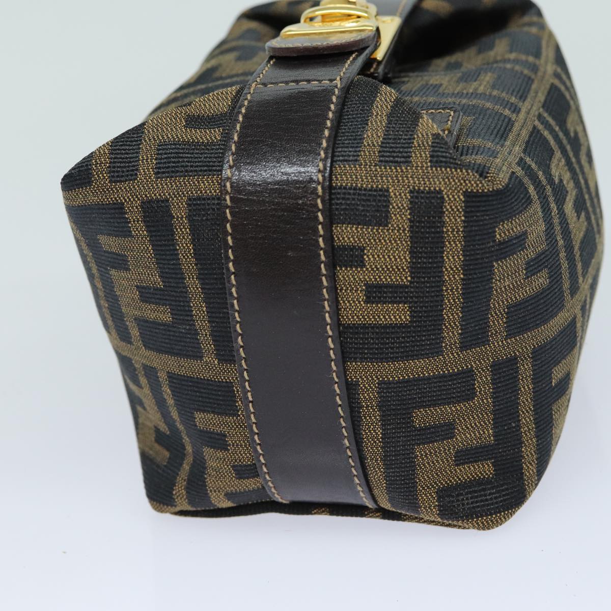 Luxury Fendi Zucca Canvas Vanity Hand Bag Brown Black79848