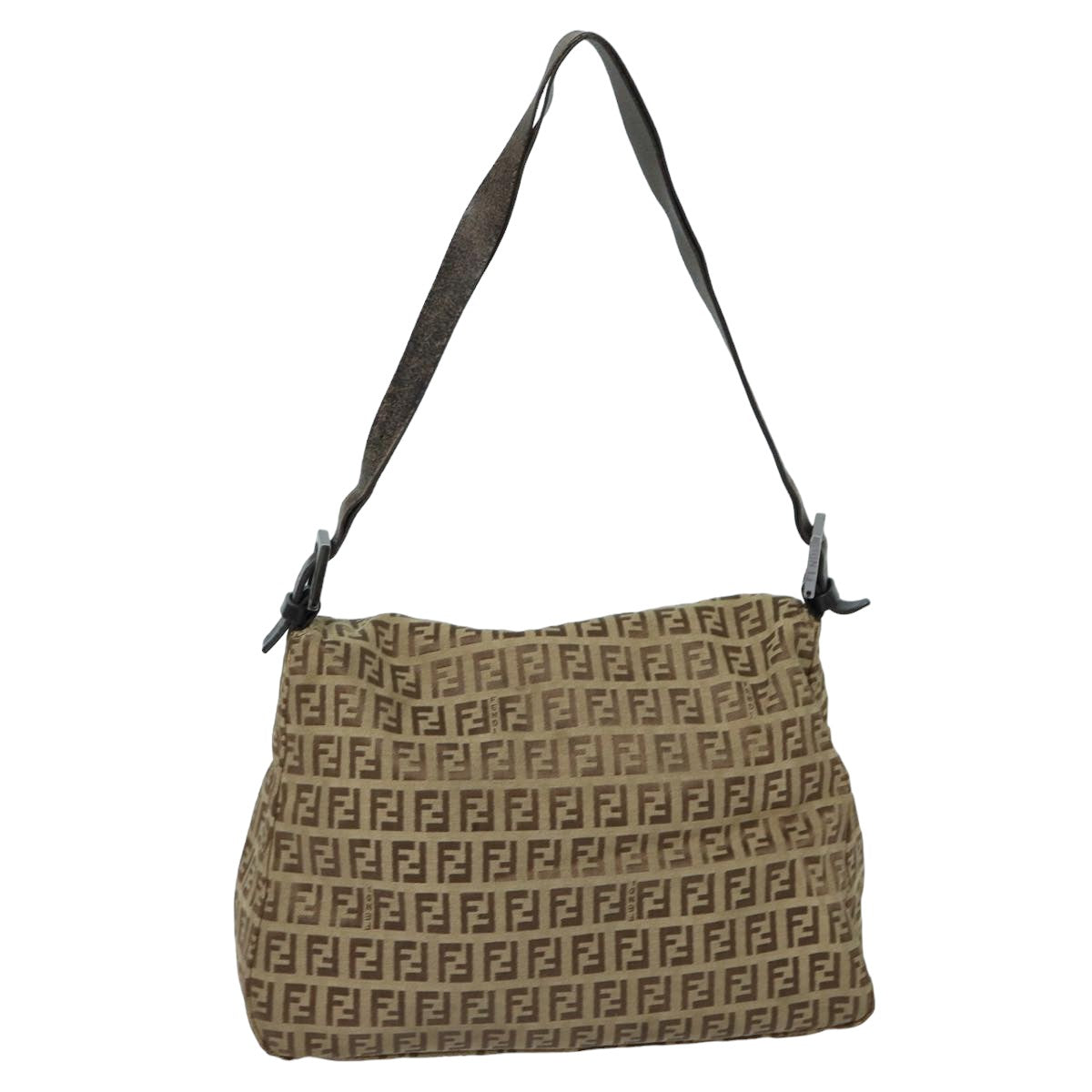Luxury Fendi Zucchino Canvas Mamma Baguette Shoulder Bag Brown79849