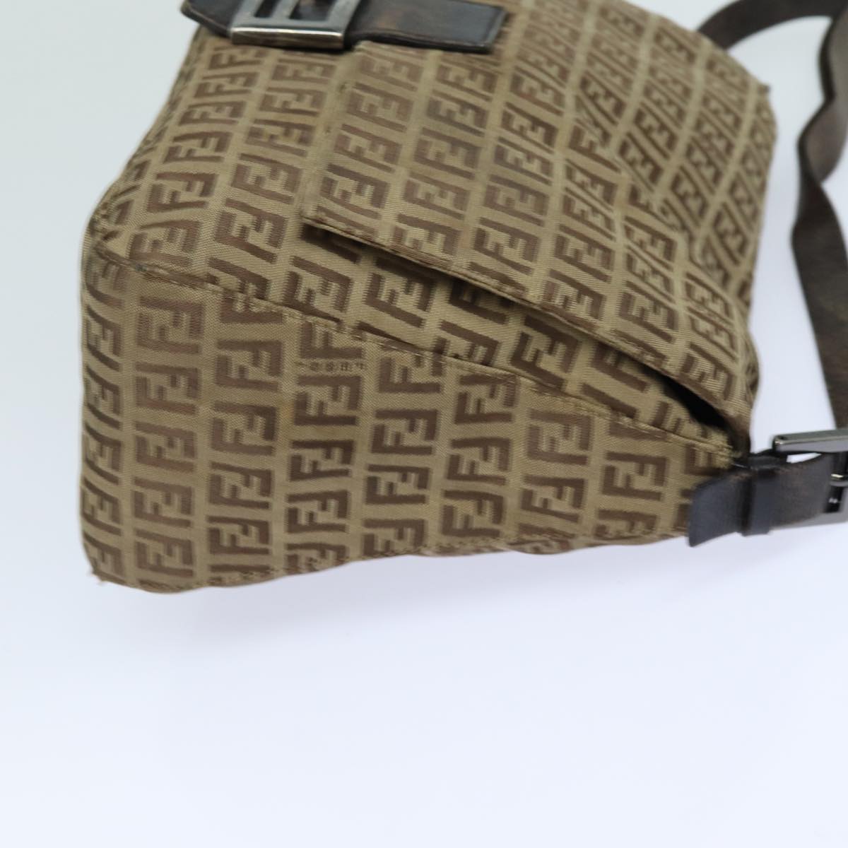 Luxury Fendi Zucchino Canvas Mamma Baguette Shoulder Bag Brown79849