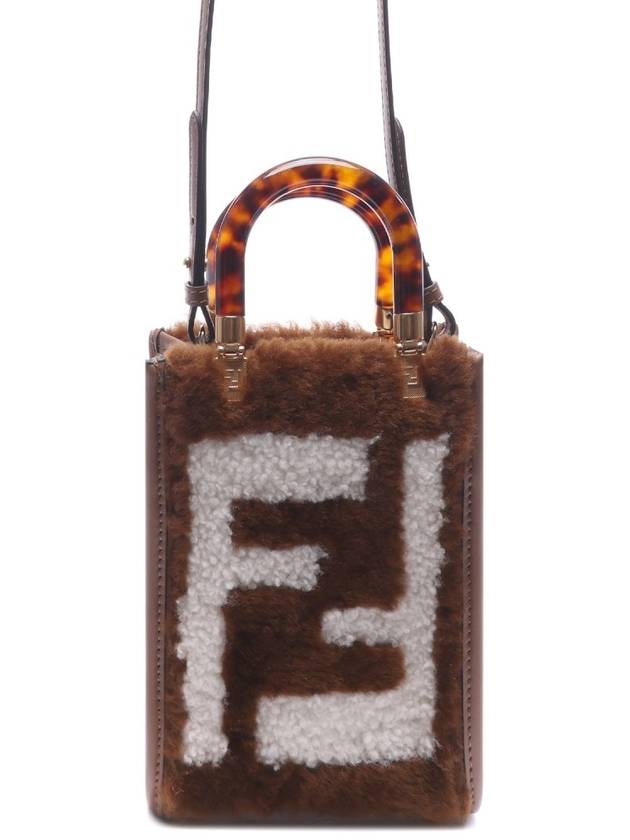 Luxury Fendi Sunshine Shopper Small Cross Bag Brown