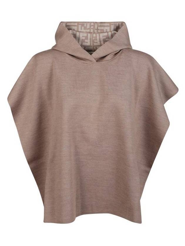Luxury Fendi Wool Poncho Dove Grey