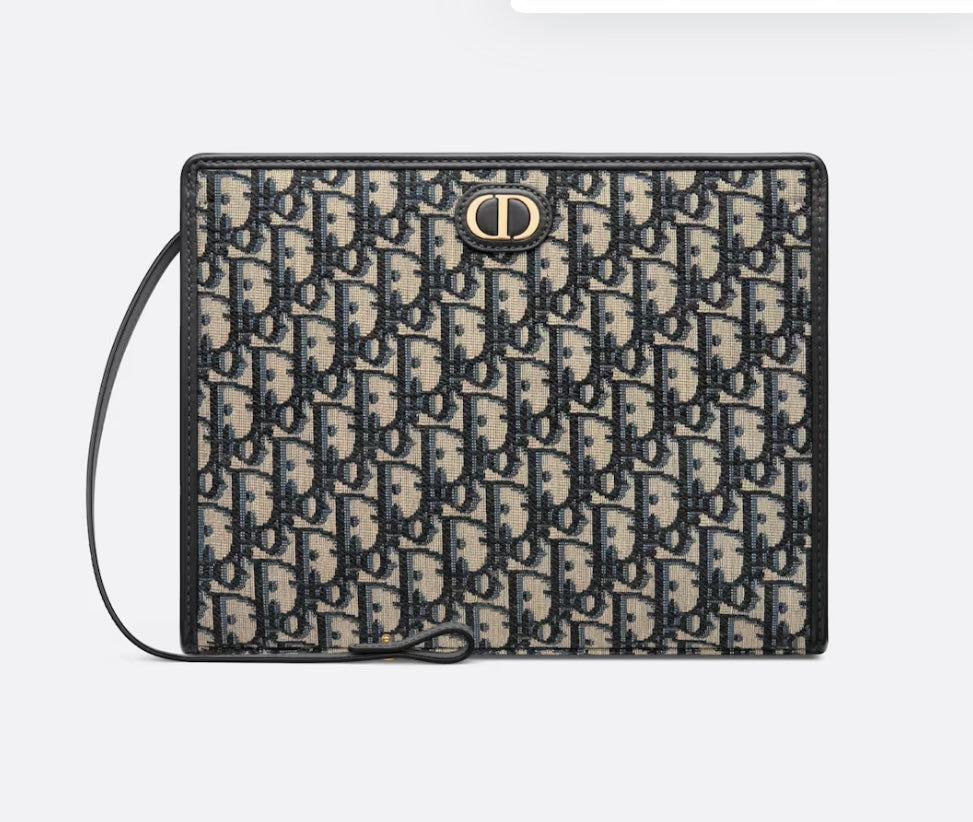 Dior 30 Montaigne pouch Blue Dior Oblique Jacquard