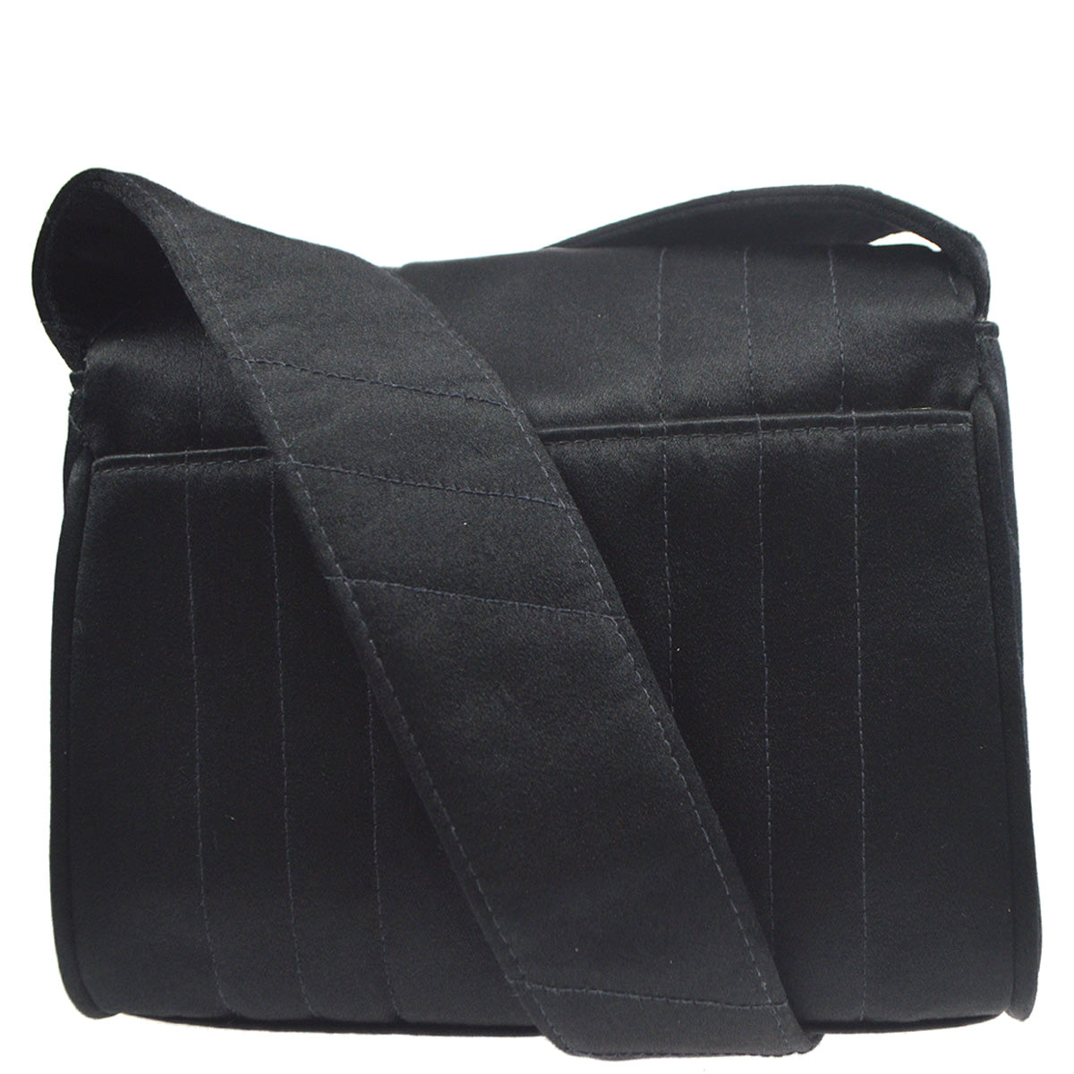 Luxury Chanel 1991-1994  Black Satin Straight Flap Mademoiselle Shoulder Bag