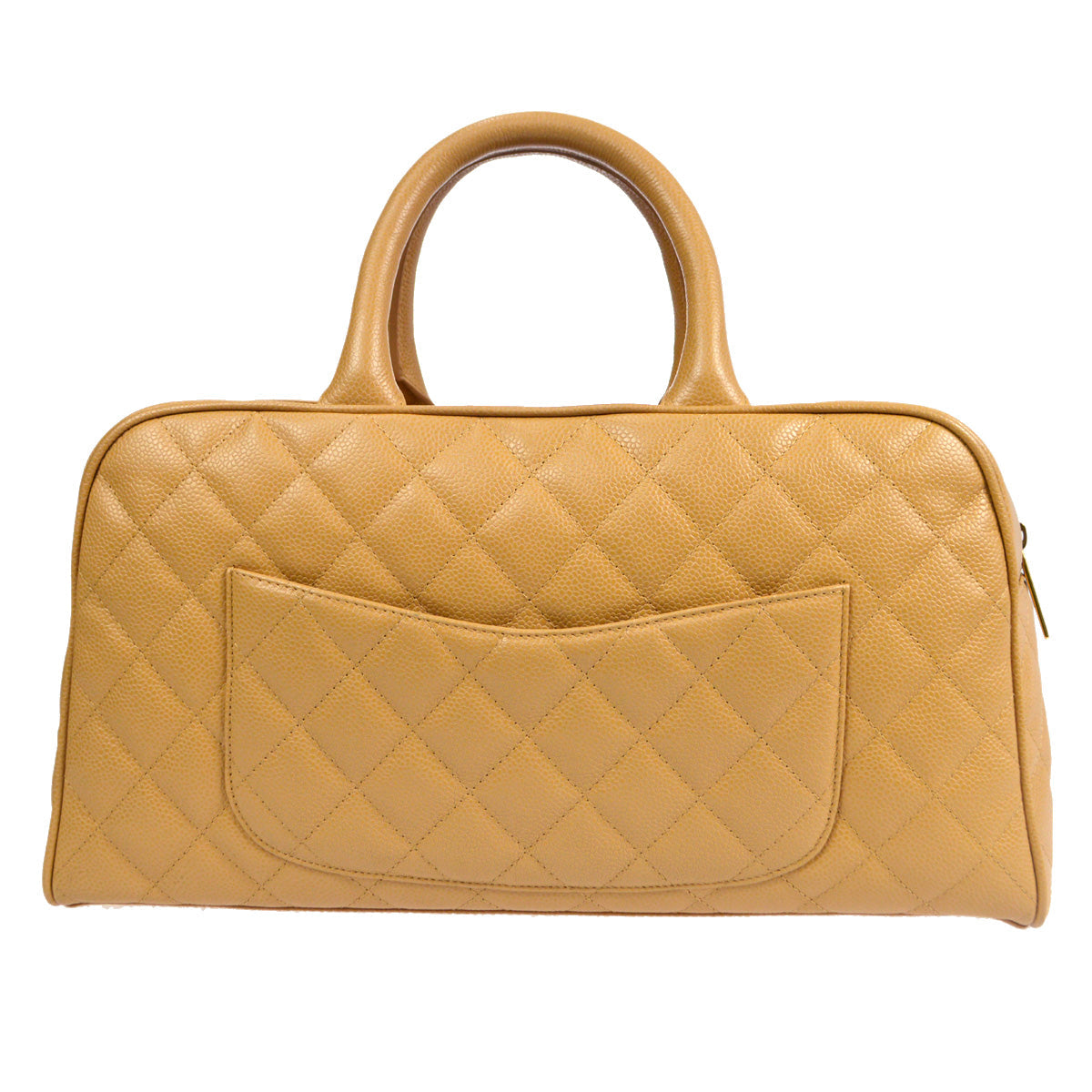 Luxury Chanel 2004-2005 Bowling Bag 37 Beige Caviar