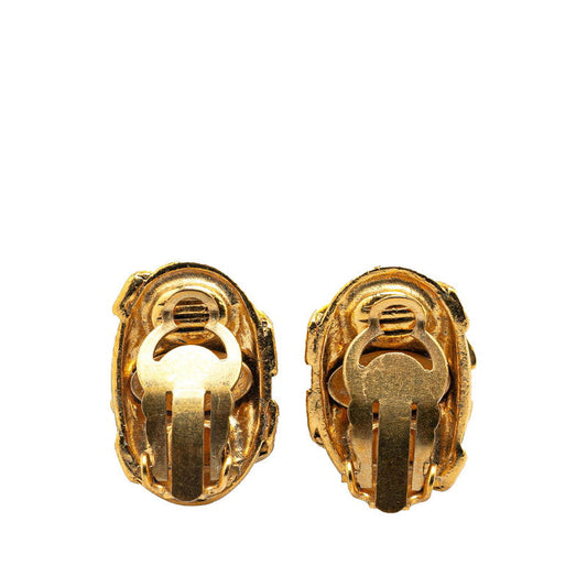 Chanel Vintage Coco Mark Round Earrings Gold