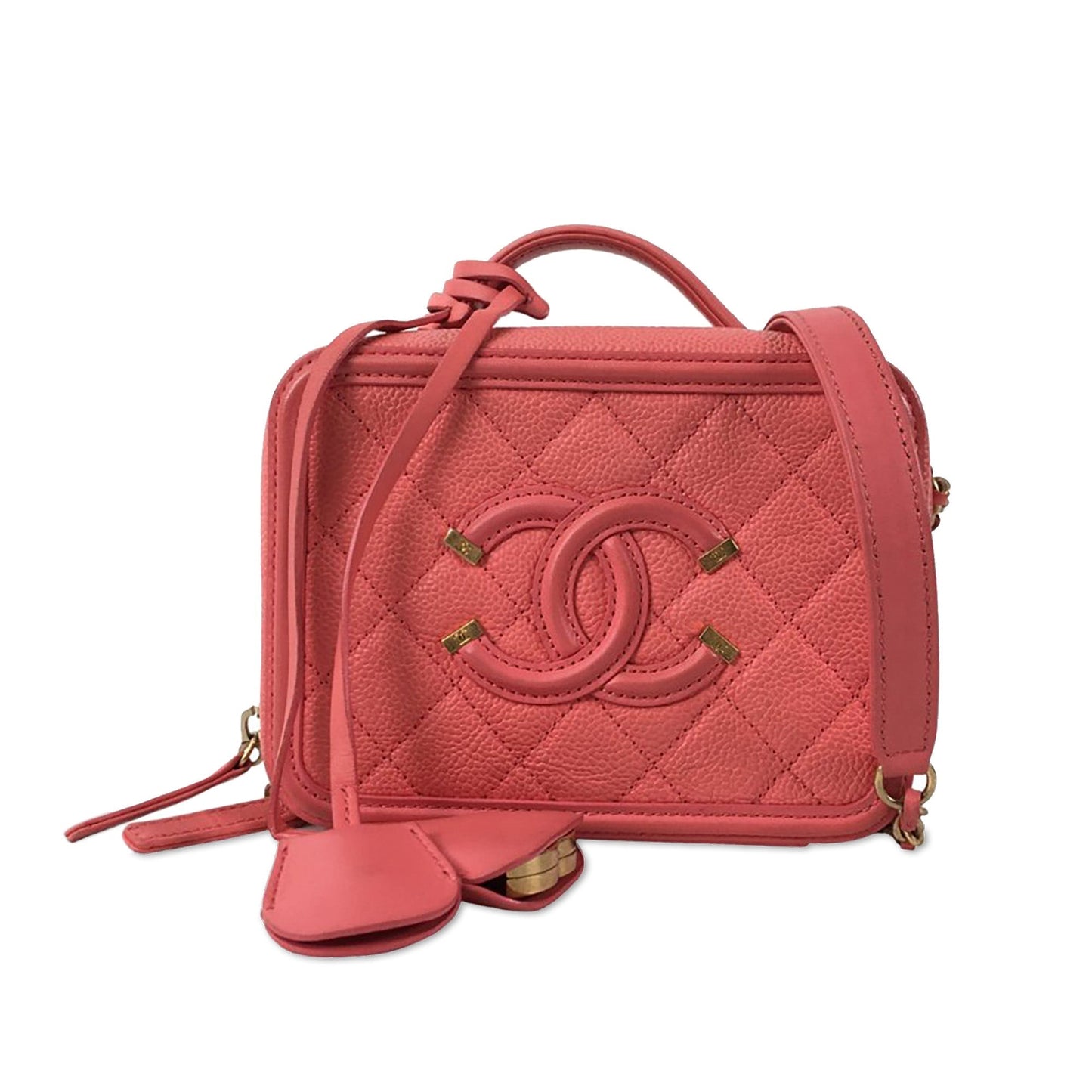 Luxury Chanel Filigree Vanity Bag Small Pink Caviar