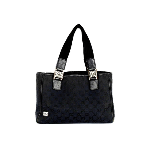 Luxury Gucci Trending 2025 Black GG Canvas Tote Bag - '00s