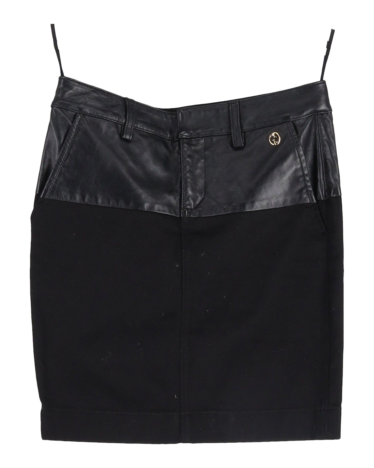 Luxury Gucci Trending 2025 Pencil Mini Skirt in Black Leather and Cotton