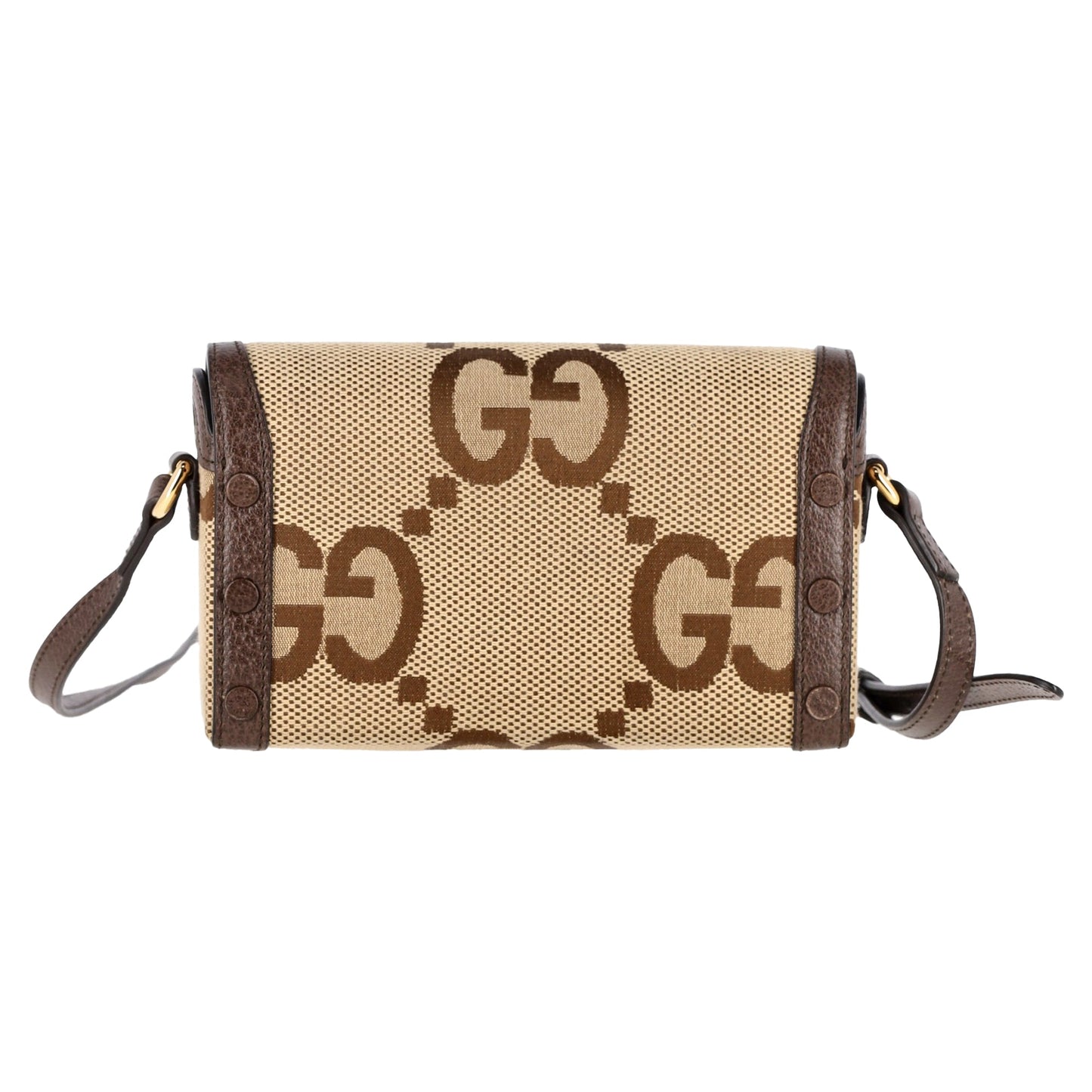 Gucci Mini Horsebit 1955 Flap Crossbody Bag Jumbo GG in Beige Canvas