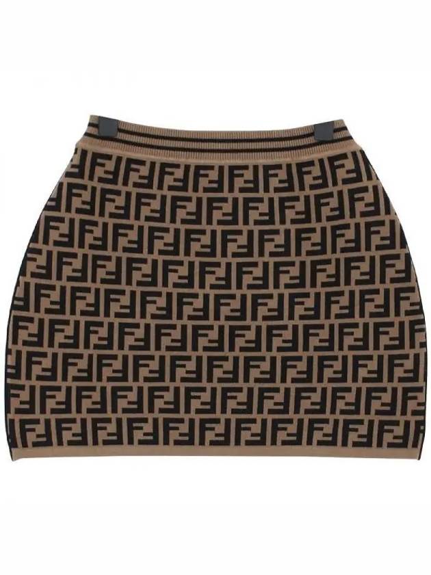 Luxury Fendi Kids FF All Over Knit Skirt Brown