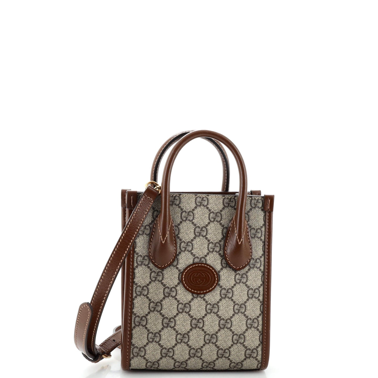 Luxury Gucci Trending 2025 Interlocking G Patch Tote GG Coated Canvas Mini