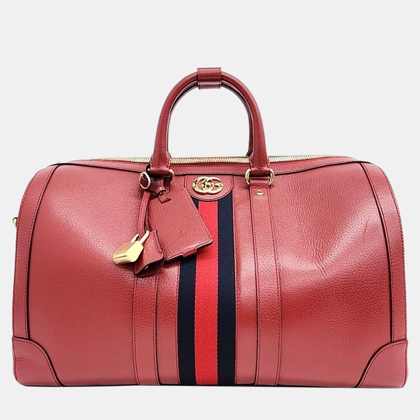 Luxury Gucci Trending 2025 Red Leather Medium Savoy Duffle Bag