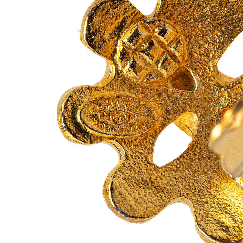 Chanel Vintage Coco Mark Earrings Gold Plated