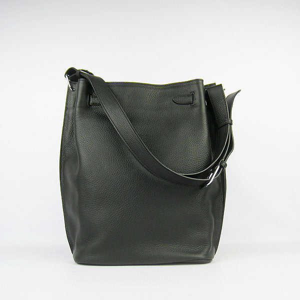 Luxury Hermes Nappa Leather Shoulder Bag H2804 black Silver