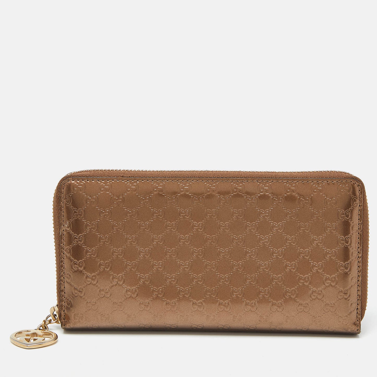 Luxury Gucci Trending 2025 Bronze Luxury Gucci Trending 2025ssima Patent Leather Zip Around Wallet
