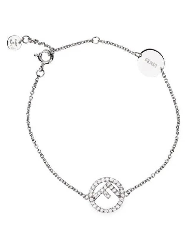 Luxury Fendi FF Logo Chain Bracelet Silver