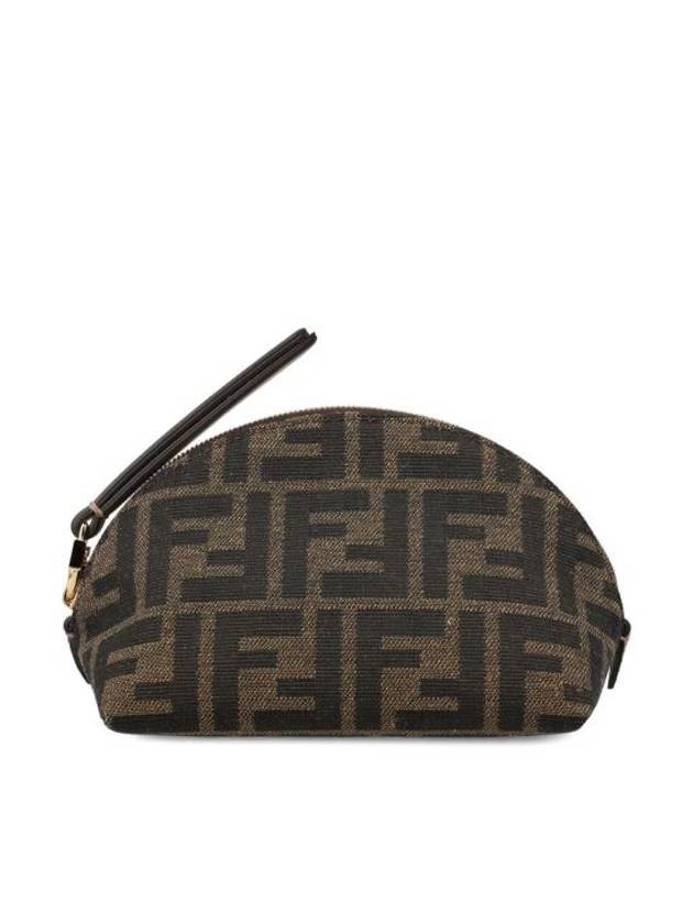 Luxury Fendi Baguette Small  FF Jacquard Fabric Pouch Bag Brown