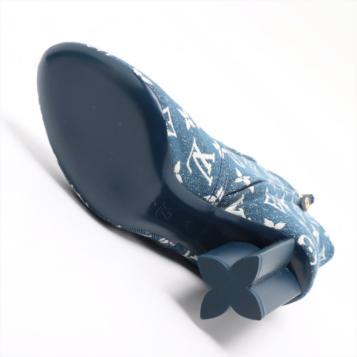 Louis Vuitton 21 year Denim x Leather Boots 37  Blue NL1201 Monogram