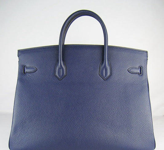 Luxury Hermes Birkin 35cm Togo Leather Handbags 6099 Dark Blue Golden