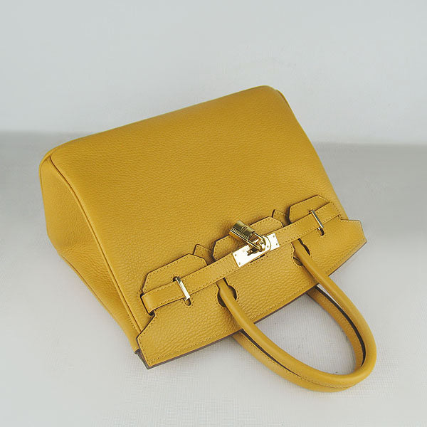 Luxury Hermes Birkin 30cm Togo Leather Handbags Yellow Golden