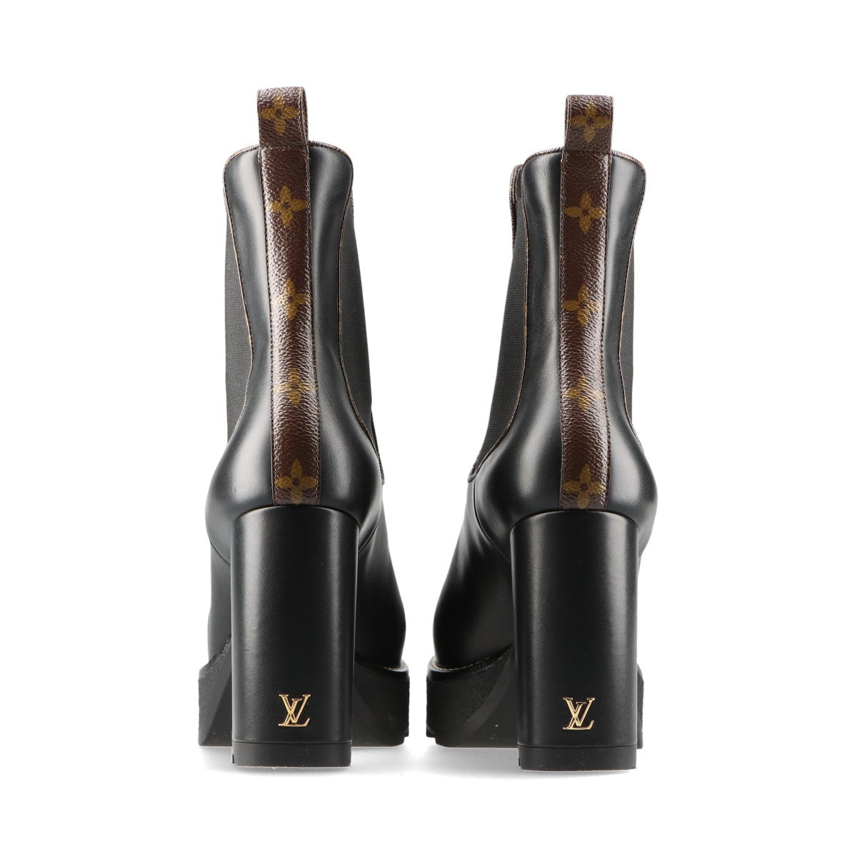 Louis Vuitton LV Bubble Line 22 Years Leather  Fabric Side Goar Shoes 40  Black × Brown LS0252 Monogram Box  Bag