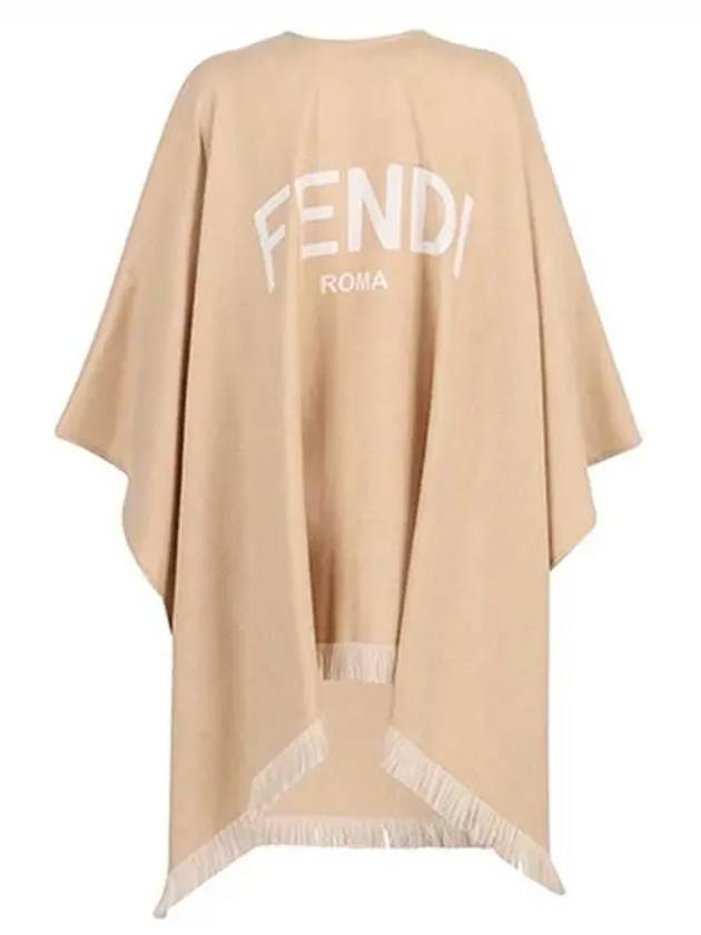 Luxury Fendi Logo Back Print Wool Cape