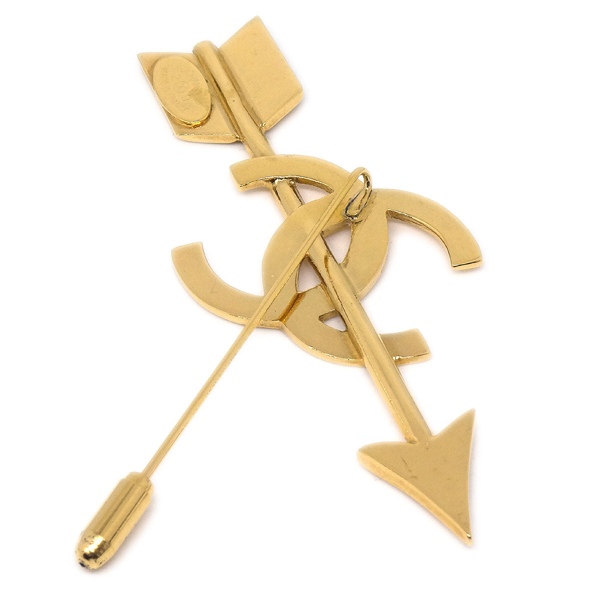 Luxury Chanel * 1994 CC And Arrow Brooch Pin Gold 29