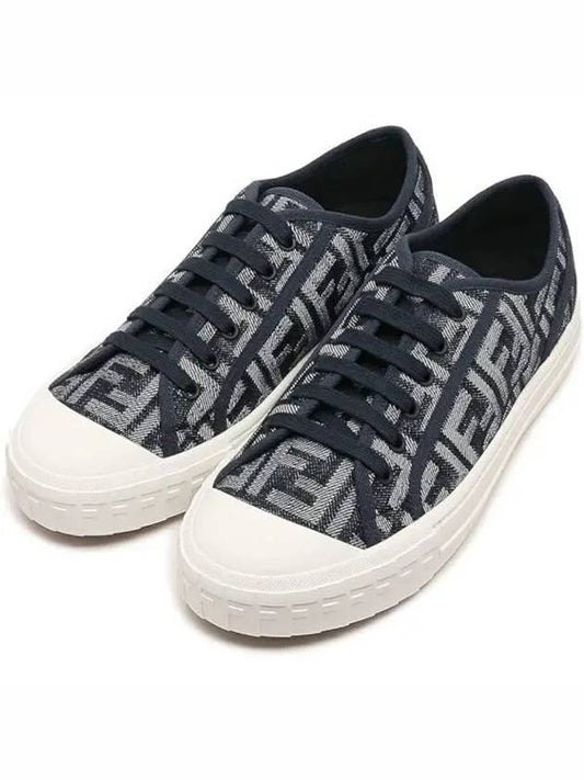 Luxury Fendi Domino FF Morty Denim Low Top Sneakers Blue