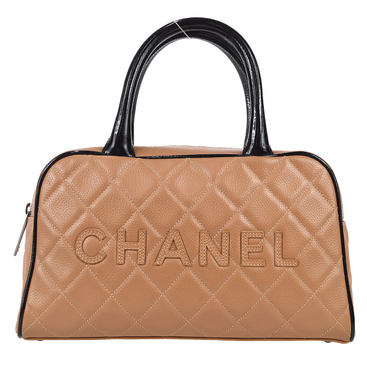Luxury Chanel * 2001-2003 Bowling Bag 27 Pink Beige Caviar