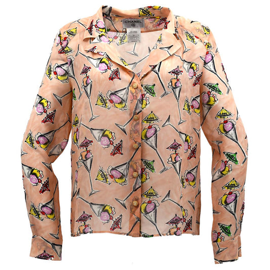 Chanel Blouse Shirt Pink 04C #44