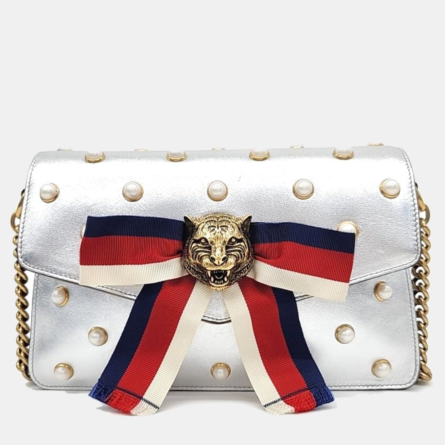 Luxury Gucci Trending 2025 Silver Broadway Chain Bag