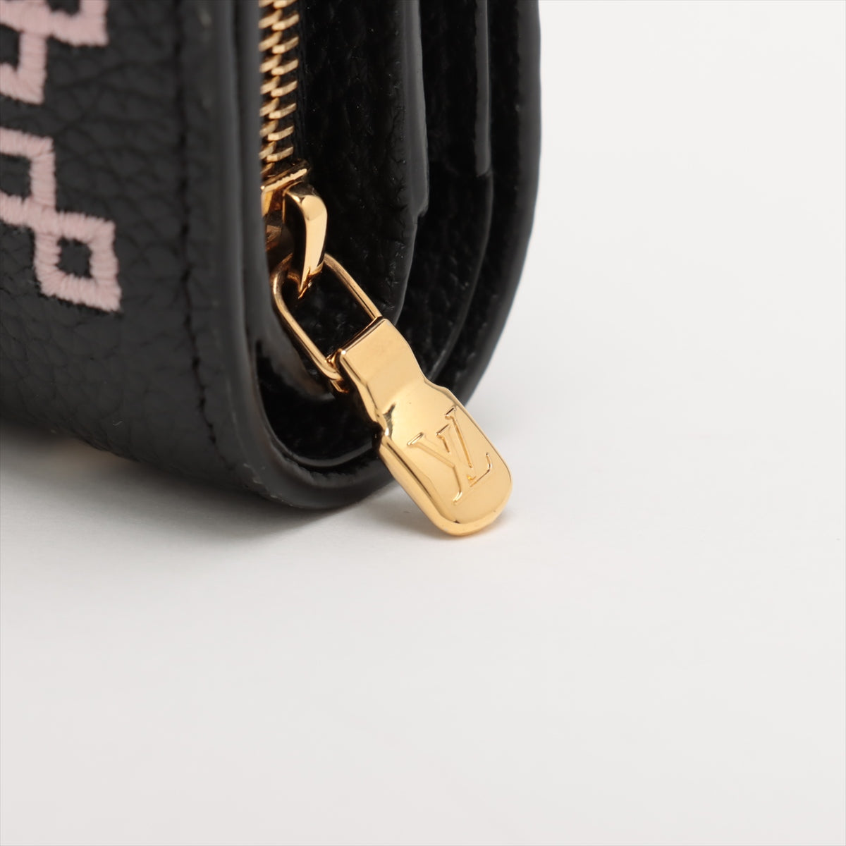 Louis Vuitton Monogram Broderie Portfolio Clare M81139 Black Compact Wallet